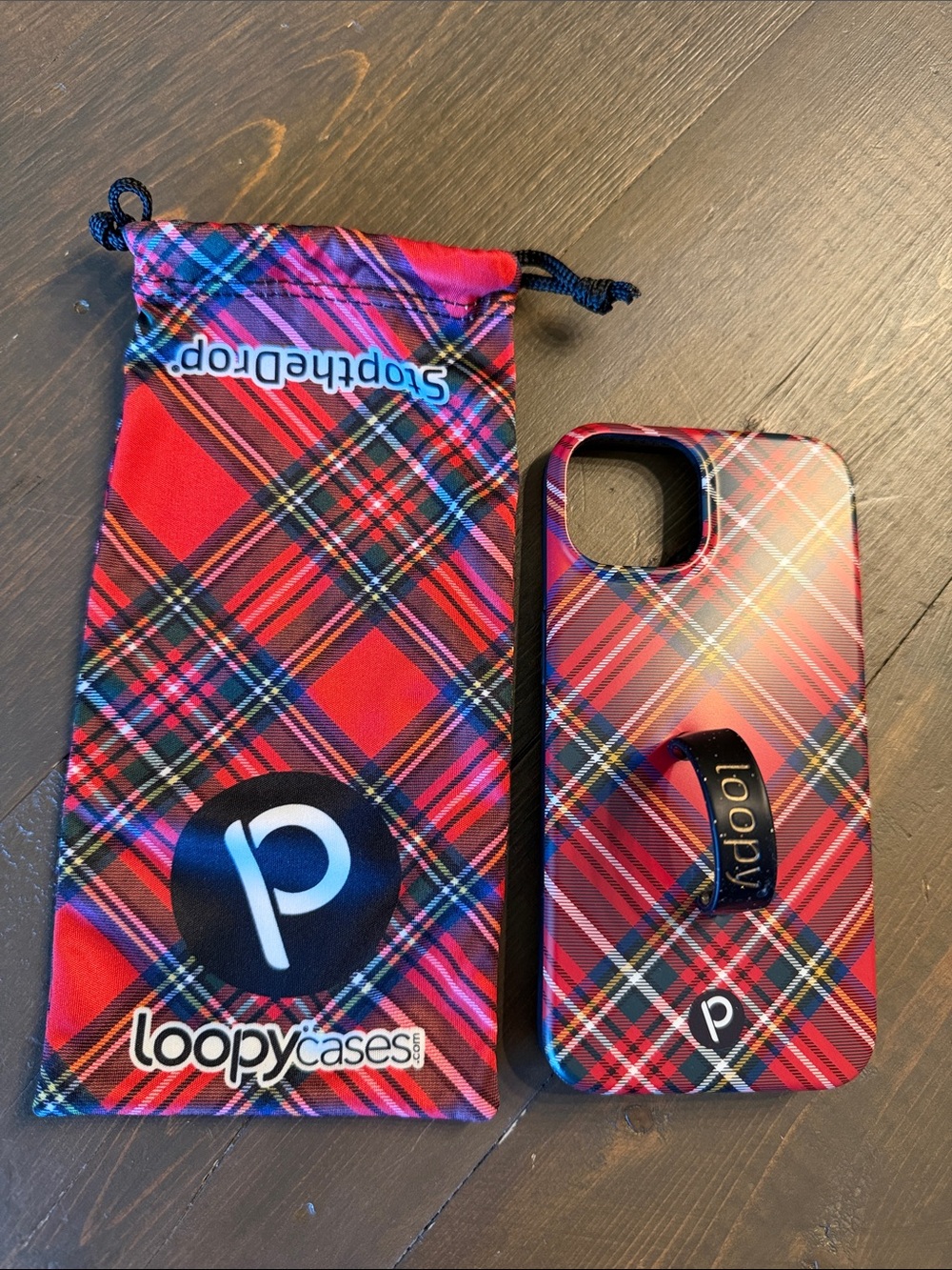 Loopy Red Tartan iPhone 13 Case & Matching Sleeve